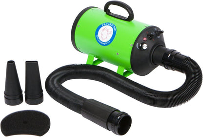 High Velocity Pet Grooming Dryer with Heater - Flying Pig Model One (Green)