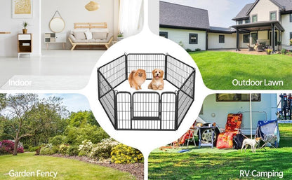 Yaheetech 6-Panel Wide Dog Playpen, 24-Inch High Pet Enclosure with Gate, Portable Indoor/Outdoor Fence for Small to Medium Breeds
