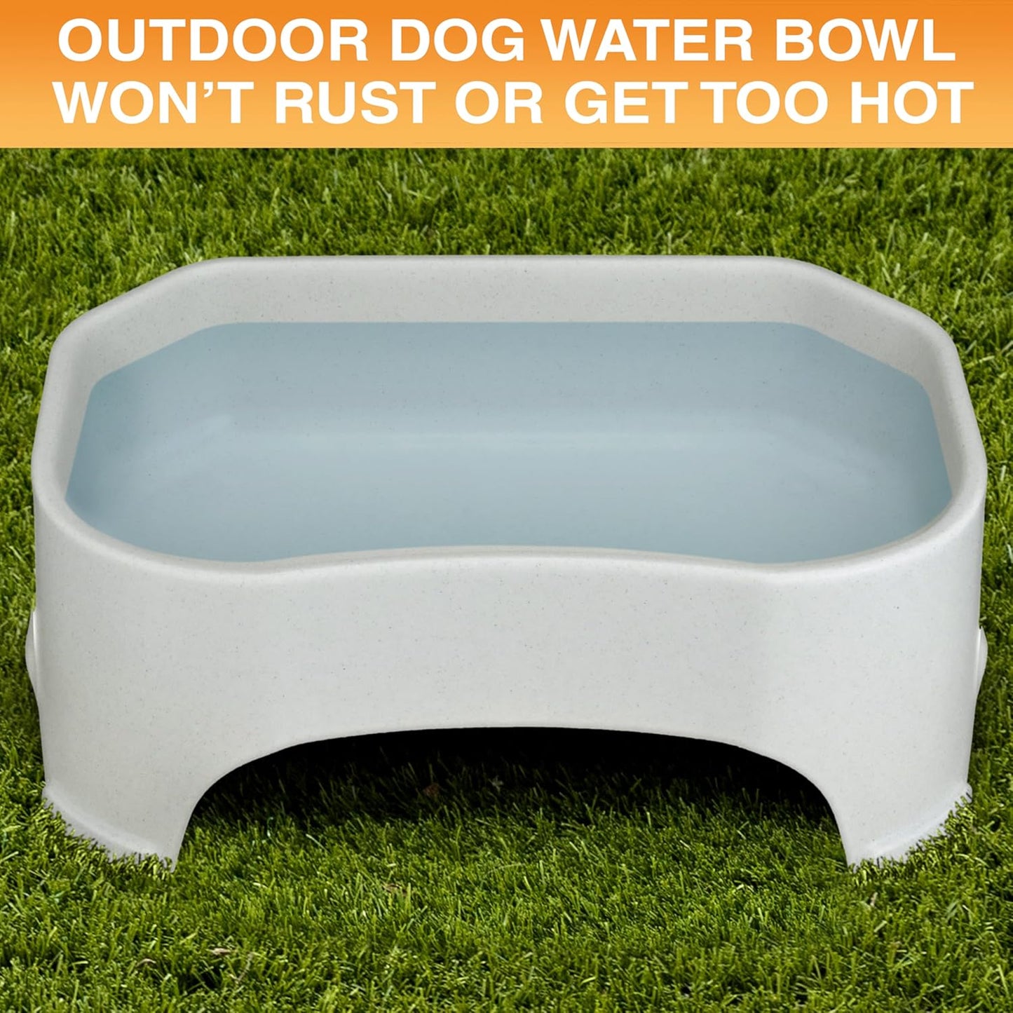 Extra Large Outdoor Dog Water Bowl - 2.25 Gallon Capacity, Versatile Trough Style Dish for Indoor and Outdoor Use, Spill-Resistant Design, Vanilla Bean