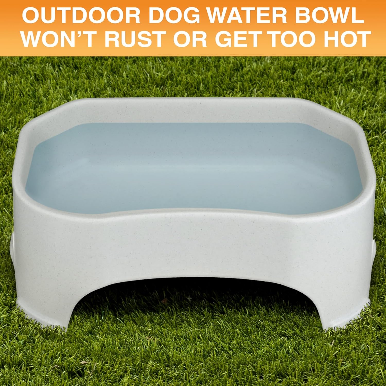 Extra Large Outdoor Dog Water Bowl - 2.25 Gallon Capacity, Versatile Trough Style Dish for Indoor and Outdoor Use, Spill-Resistant Design, Vanilla Bean