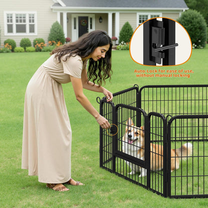 Yaheetech 6-Panel Wide Dog Playpen, 24-Inch High Pet Enclosure with Gate, Portable Indoor/Outdoor Fence for Small to Medium Breeds
