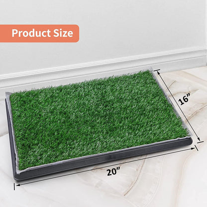 Dog Toilet Tray with Washable Pee Pad and Artificial Grass Patch for Dogs Puppy Toilet Training, Portable Indoor Dog Litter Tray (40.6X50.7Cm)