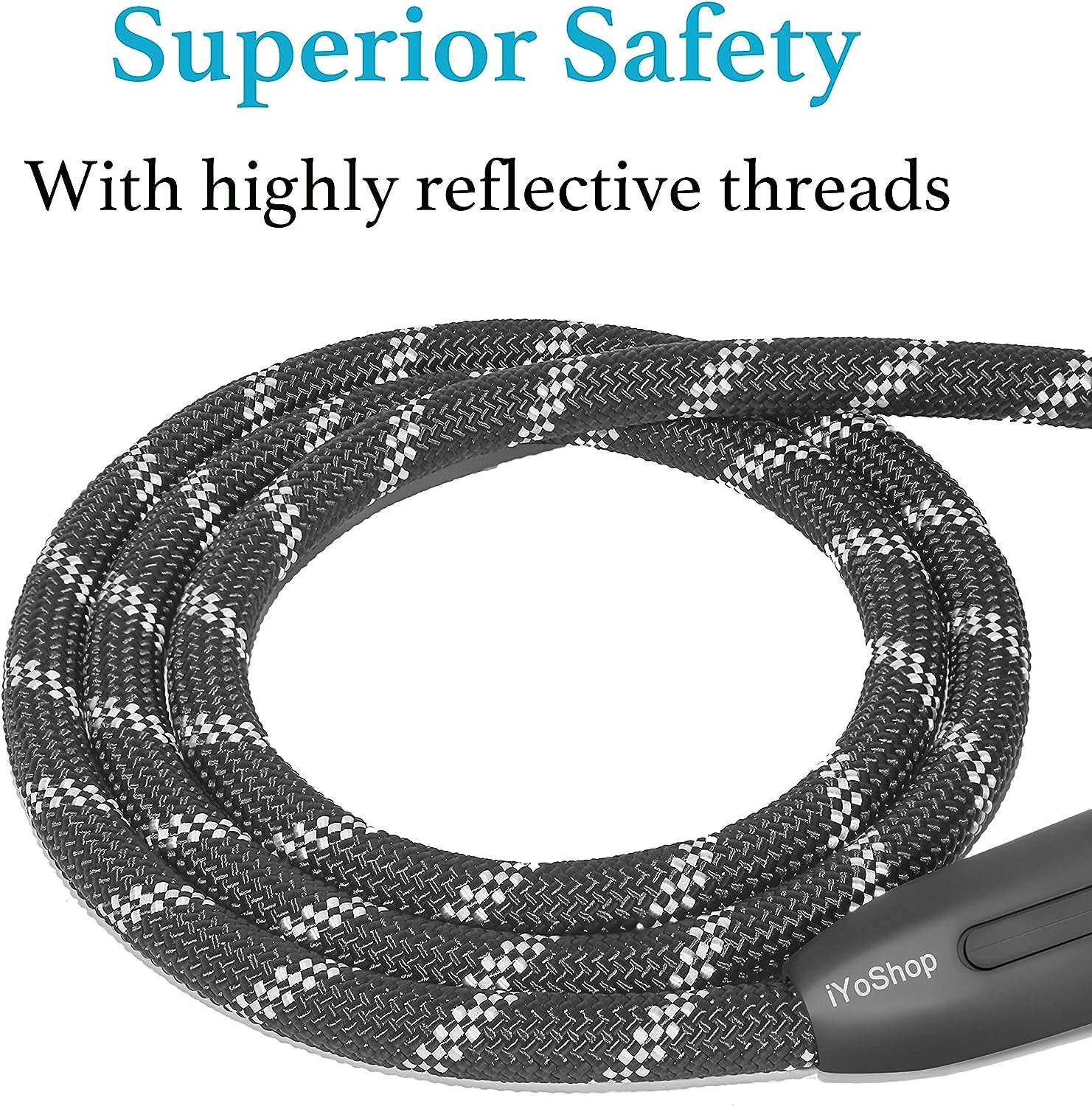 Durable Slip Lead Dog Leash with Padded Handle and Reflective Threads, No-Pull Training Leash, 1/2" x 6 FT, Black