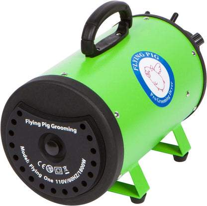 High Velocity Pet Grooming Dryer with Heater - Flying Pig Model One (Green)