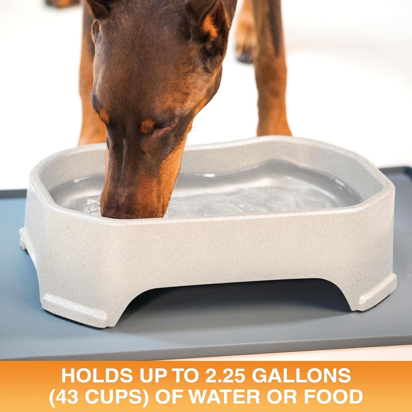 Extra Large Outdoor Dog Water Bowl - 2.25 Gallon Capacity, Versatile Trough Style Dish for Indoor and Outdoor Use, Spill-Resistant Design, Vanilla Bean