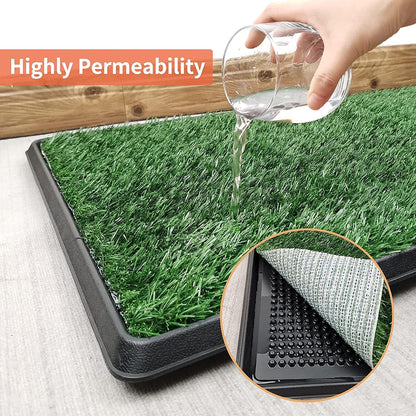 Dog Toilet Tray with Washable Pee Pad and Artificial Grass Patch for Dogs Puppy Toilet Training, Portable Indoor Dog Litter Tray (40.6X50.7Cm)
