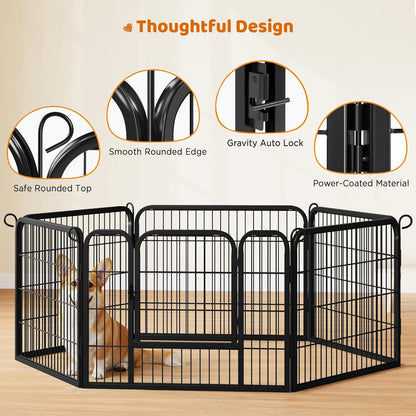 Yaheetech 6-Panel Wide Dog Playpen, 24-Inch High Pet Enclosure with Gate, Portable Indoor/Outdoor Fence for Small to Medium Breeds
