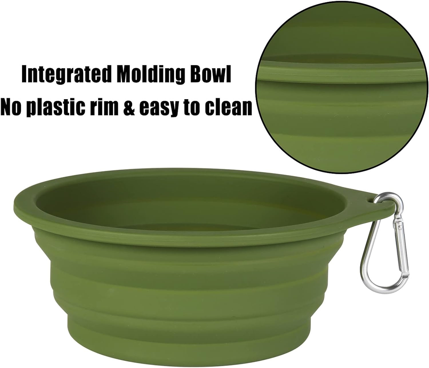 2-Pack Collapsible Dog Bowls, Integrated Molding Travel Bowls Without Plastic Rim, Ideal for Outdoor Feeding, 600ml (Navy Blue & Dark Green)