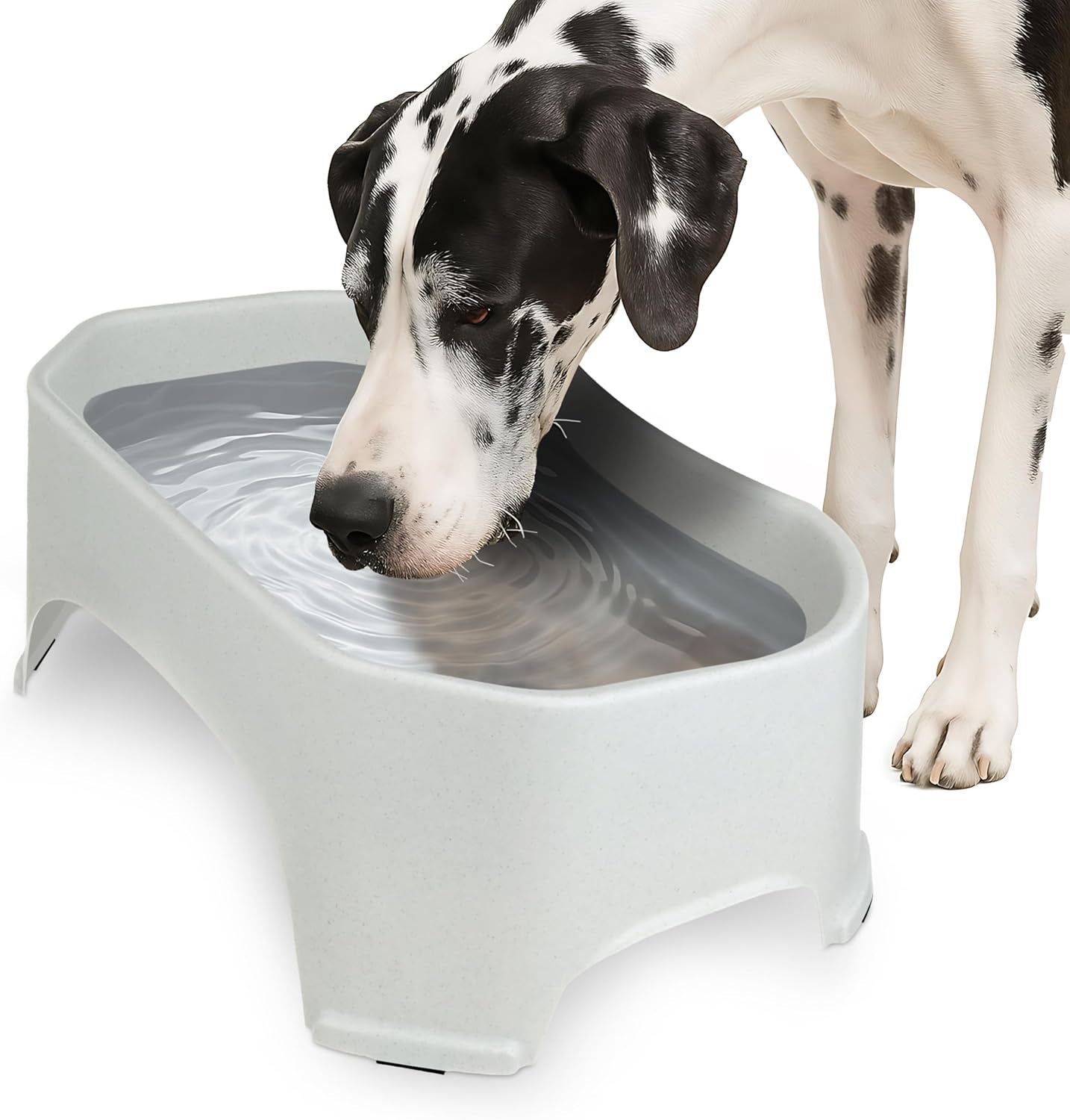 Extra Large Outdoor Dog Water Bowl - 2.25 Gallon Capacity, Versatile Trough Style Dish for Indoor and Outdoor Use, Spill-Resistant Design, Vanilla Bean