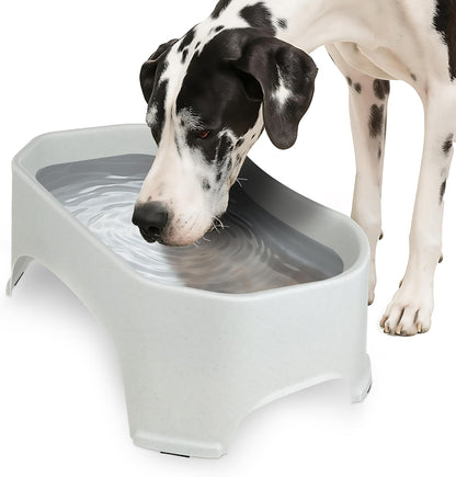 Extra Large Outdoor Dog Water Bowl - 2.25 Gallon Capacity, Versatile Trough Style Dish for Indoor and Outdoor Use, Spill-Resistant Design, Vanilla Bean