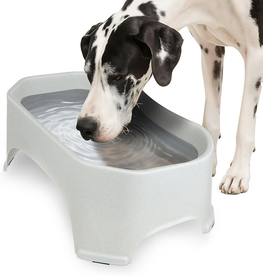 Extra Large Outdoor Dog Water Bowl - 2.25 Gallon Capacity, Versatile Trough Style Dish for Indoor and Outdoor Use, Spill-Resistant Design, Vanilla Bean