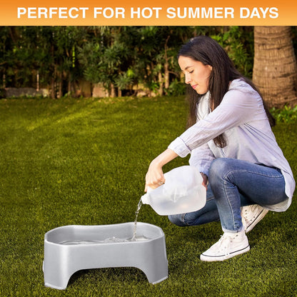 Extra Large Outdoor Dog Water Bowl - 2.25 Gallon Capacity, Versatile Trough Style Dish for Indoor and Outdoor Use, Spill-Resistant Design, Vanilla Bean