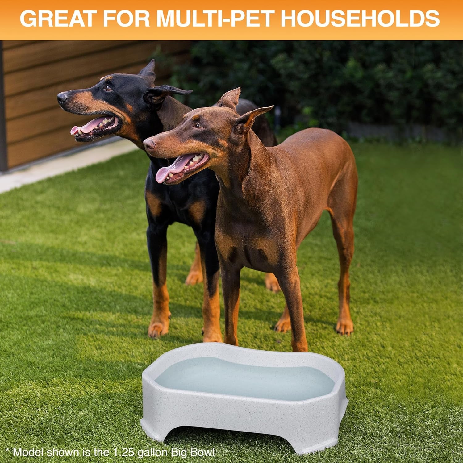 Extra Large Outdoor Dog Water Bowl - 2.25 Gallon Capacity, Versatile Trough Style Dish for Indoor and Outdoor Use, Spill-Resistant Design, Vanilla Bean