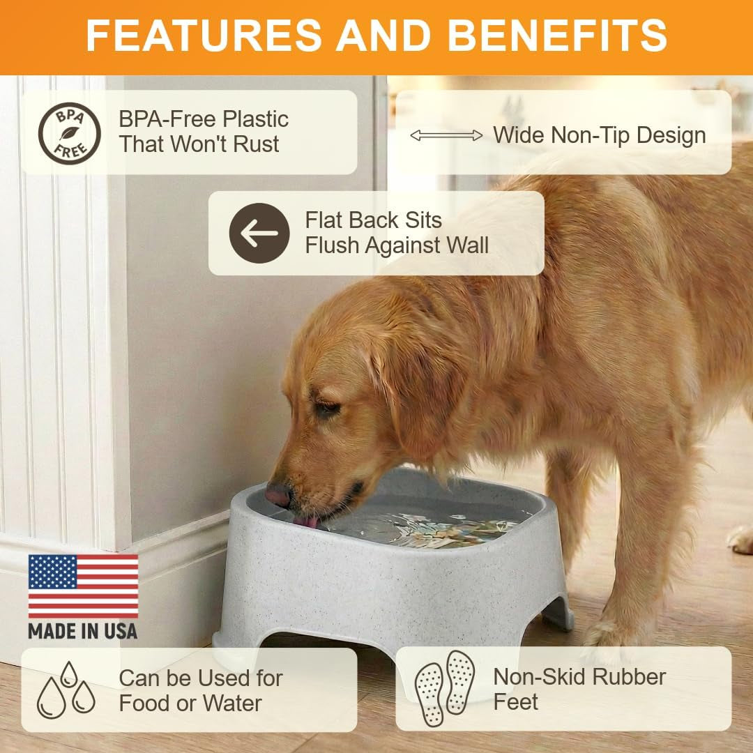 Extra Large Outdoor Dog Water Bowl - 2.25 Gallon Capacity, Versatile Trough Style Dish for Indoor and Outdoor Use, Spill-Resistant Design, Vanilla Bean