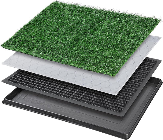 Dog Toilet Tray with Washable Pee Pad and Artificial Grass Patch for Dogs Puppy Toilet Training, Portable Indoor Dog Litter Tray (40.6X50.7Cm)