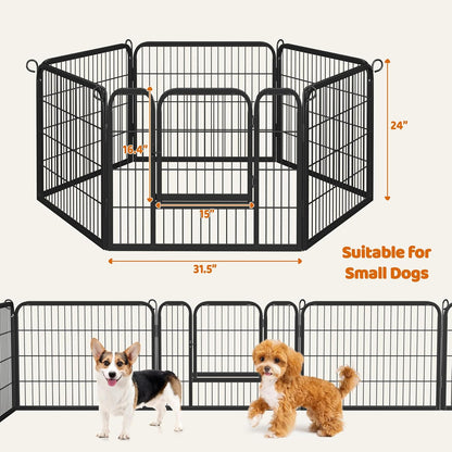Yaheetech 6-Panel Wide Dog Playpen, 24-Inch High Pet Enclosure with Gate, Portable Indoor/Outdoor Fence for Small to Medium Breeds