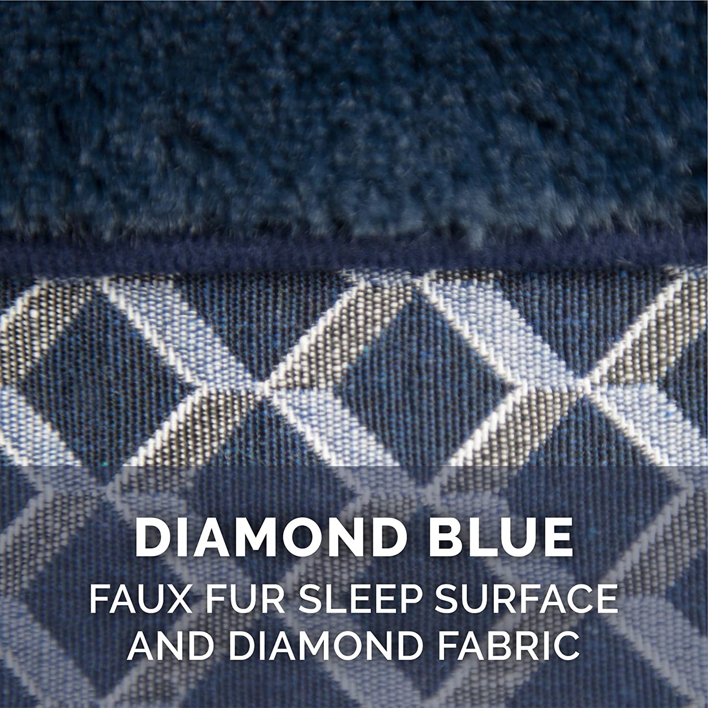 Large Dog Pillow Bed with Removable Bolsters and Washable Cover - Plush Woven Couch Sofa in Diamond Blue, Jumbo/XL