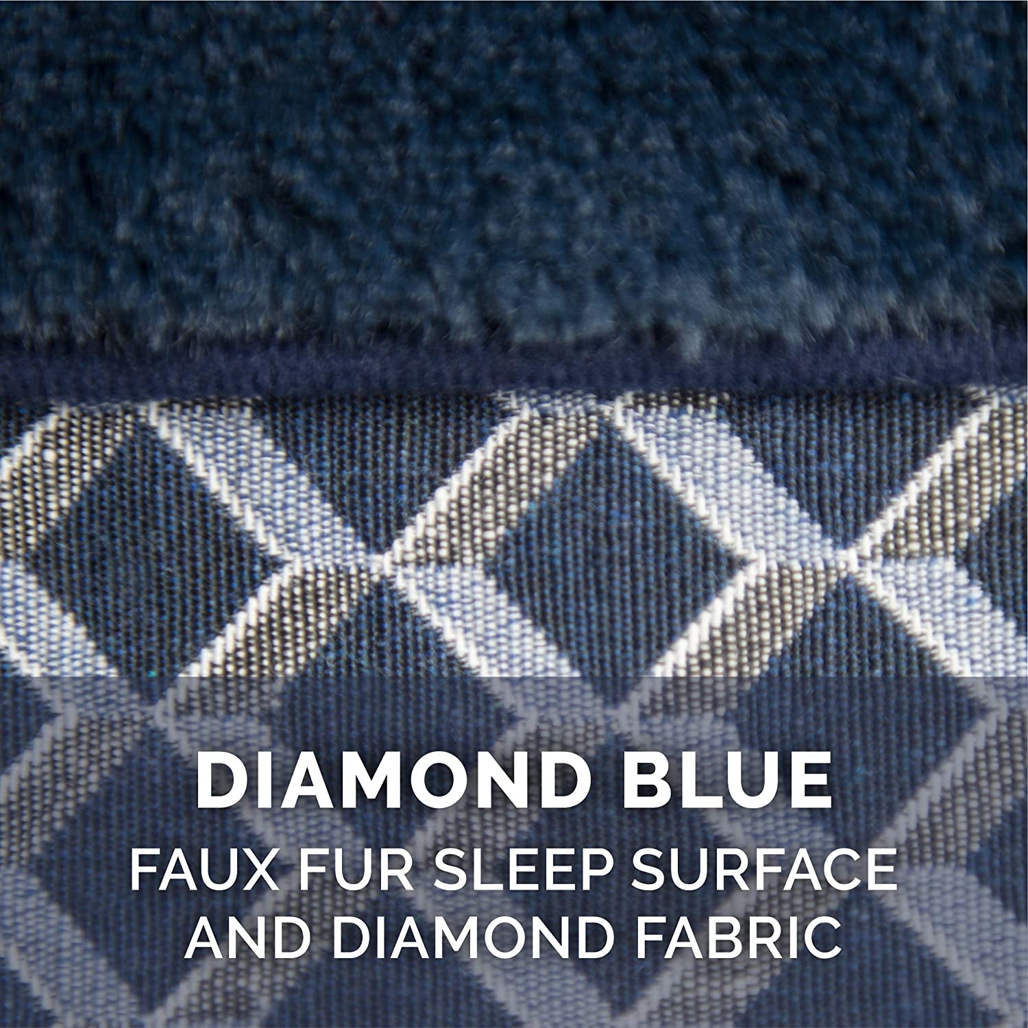 Large Dog Pillow Bed with Removable Bolsters and Washable Cover - Plush Woven Couch Sofa in Diamond Blue, Jumbo/XL