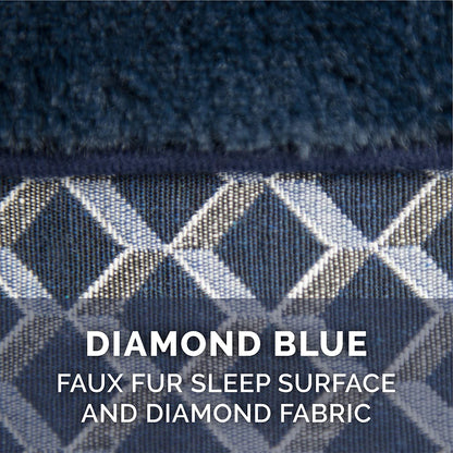 Large Dog Pillow Bed with Removable Bolsters and Washable Cover - Plush Woven Couch Sofa in Diamond Blue, Jumbo/XL