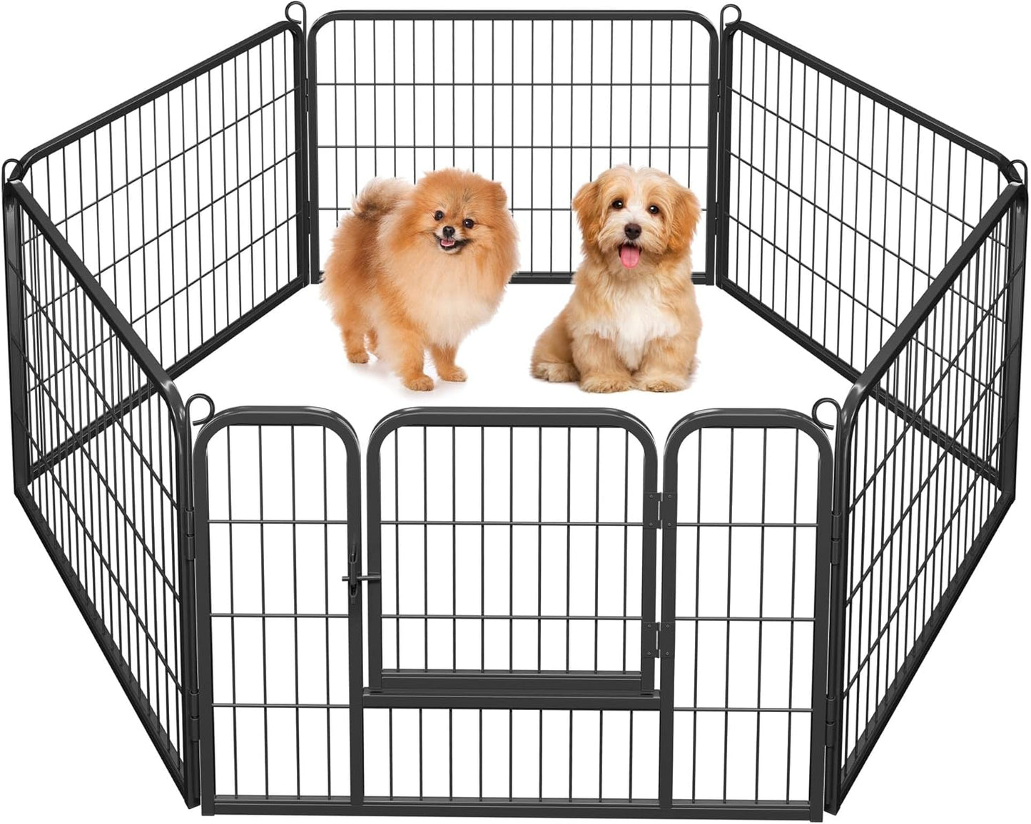 Yaheetech 6-Panel Wide Dog Playpen, 24-Inch High Pet Enclosure with Gate, Portable Indoor/Outdoor Fence for Small to Medium Breeds