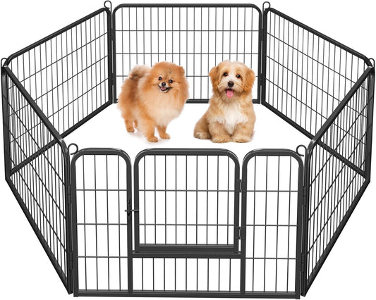 Yaheetech 6-Panel Wide Dog Playpen, 24-Inch High Pet Enclosure with Gate, Portable Indoor/Outdoor Fence for Small to Medium Breeds